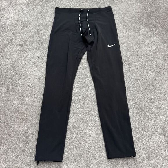 Nike Therma Fit Essential Tight Leggings Womens Medium Black Ankle Zip Active - Picture 1 of 16